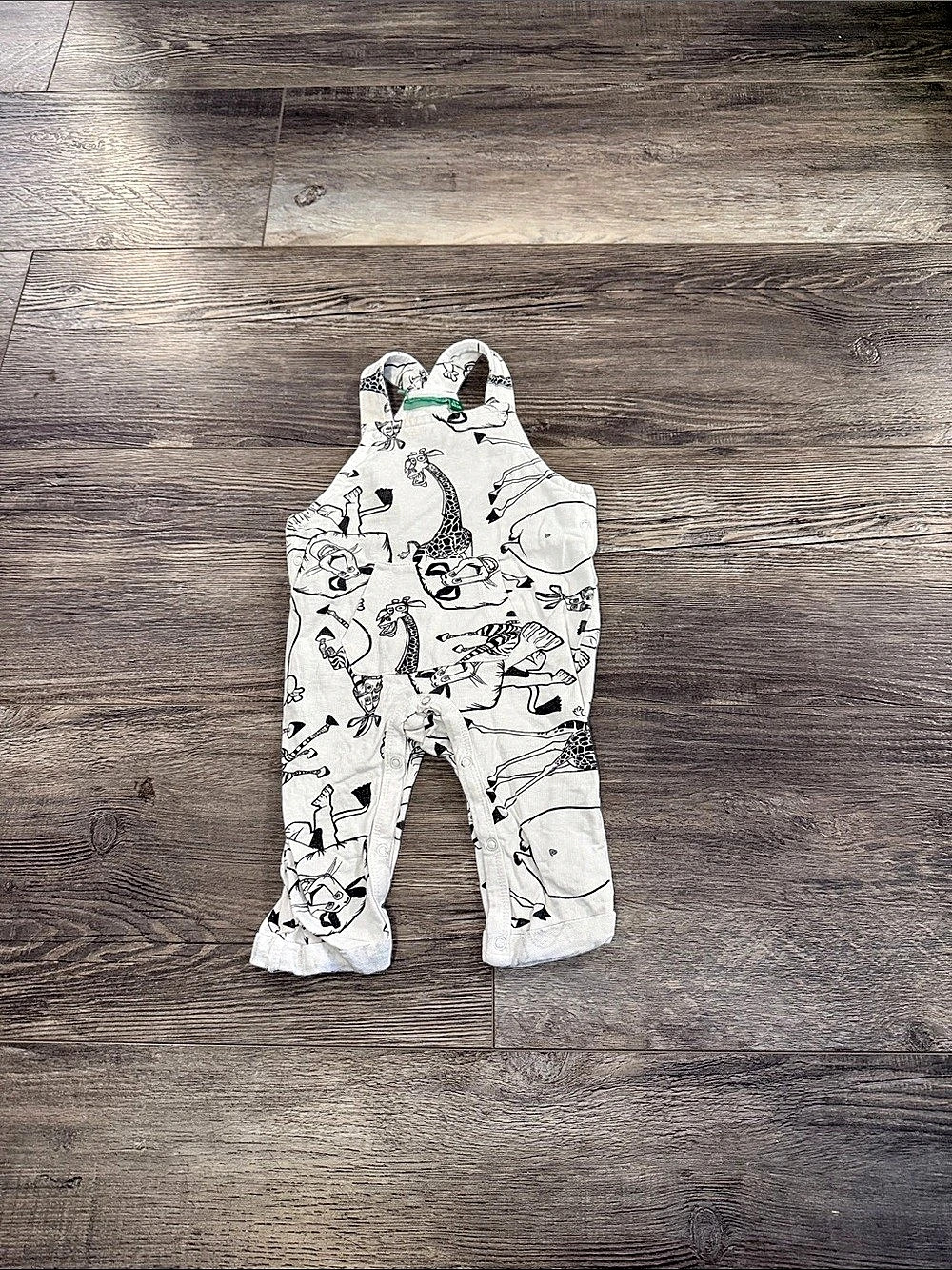 United Colors of Benetton Baby Overalls in White & Black Animal Print Size 3-6M